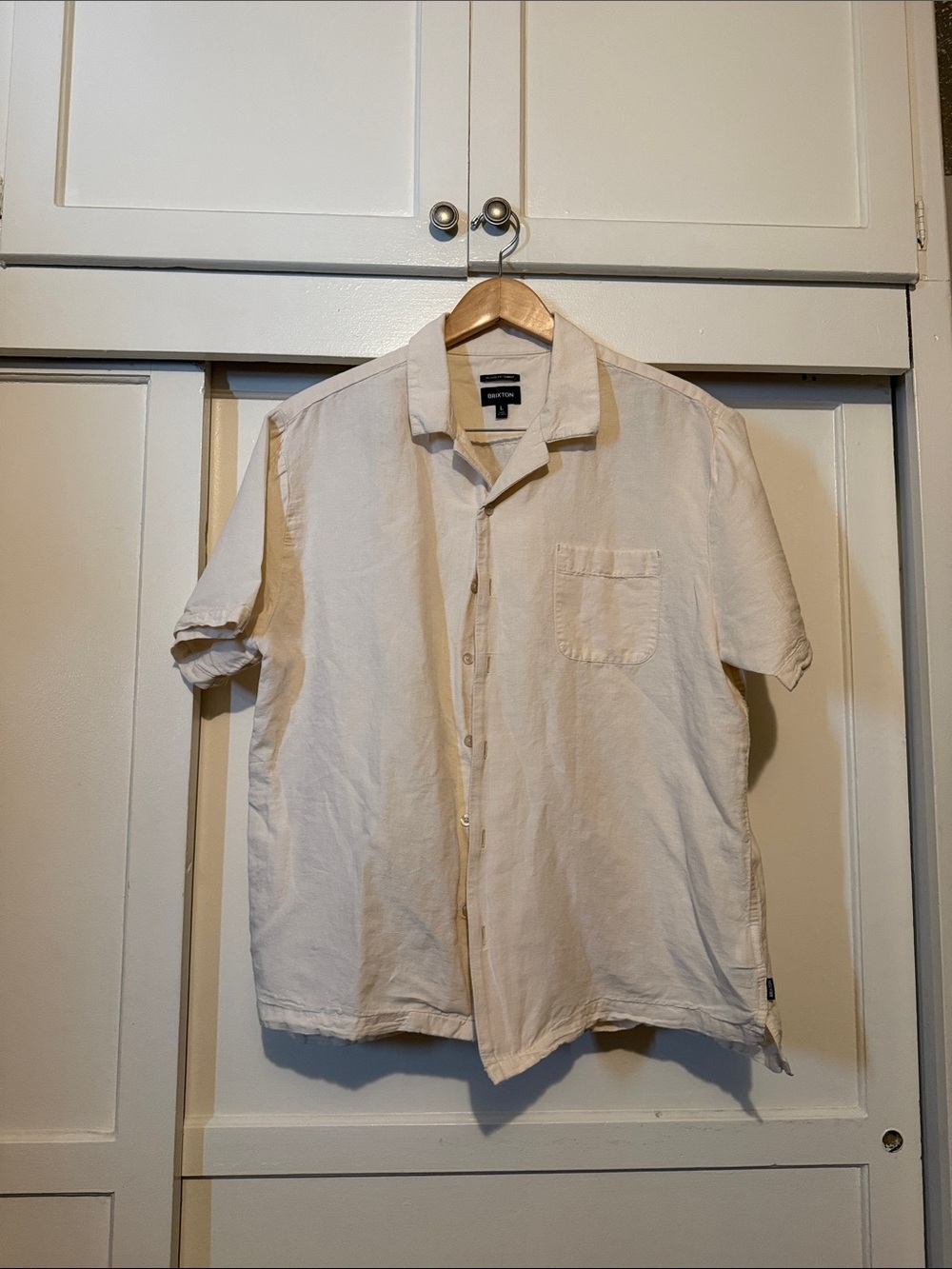 Brixton Short-Sleeve Button-Up Shirt in Cream